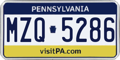 PA license plate MZQ5286
