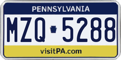 PA license plate MZQ5288