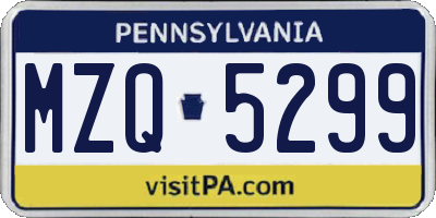 PA license plate MZQ5299