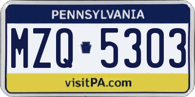 PA license plate MZQ5303