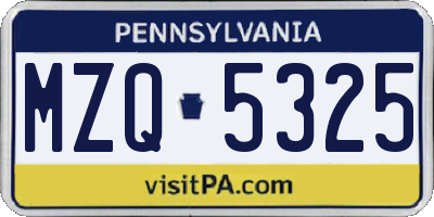 PA license plate MZQ5325