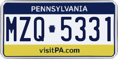 PA license plate MZQ5331