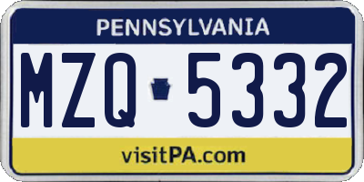PA license plate MZQ5332