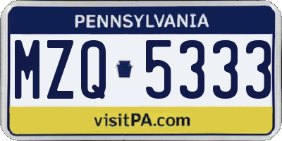 PA license plate MZQ5333