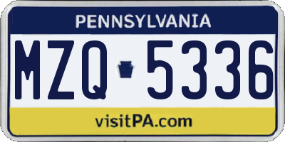 PA license plate MZQ5336