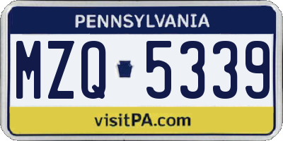 PA license plate MZQ5339