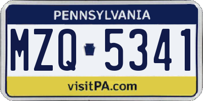 PA license plate MZQ5341