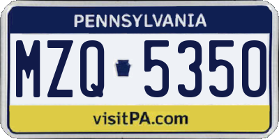 PA license plate MZQ5350