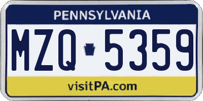 PA license plate MZQ5359