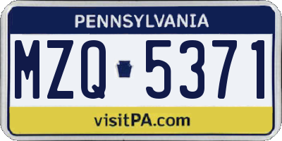 PA license plate MZQ5371