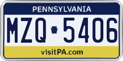 PA license plate MZQ5406