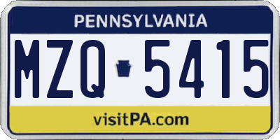 PA license plate MZQ5415
