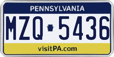 PA license plate MZQ5436
