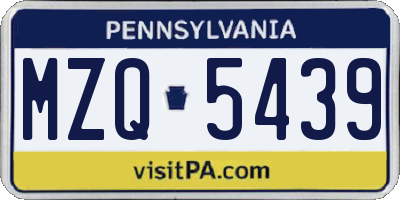 PA license plate MZQ5439