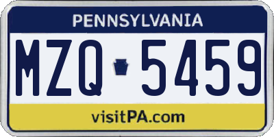 PA license plate MZQ5459