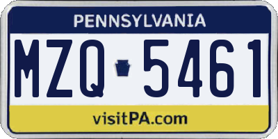 PA license plate MZQ5461