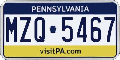 PA license plate MZQ5467
