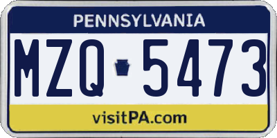 PA license plate MZQ5473