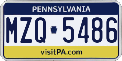 PA license plate MZQ5486