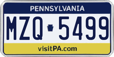 PA license plate MZQ5499