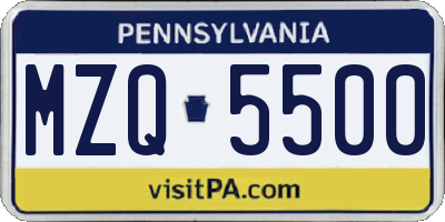 PA license plate MZQ5500