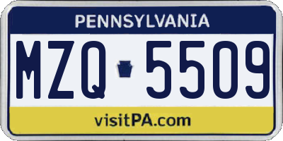 PA license plate MZQ5509