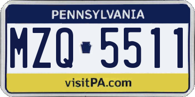 PA license plate MZQ5511