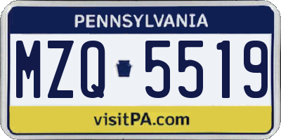 PA license plate MZQ5519