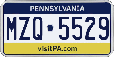 PA license plate MZQ5529