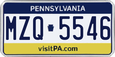 PA license plate MZQ5546