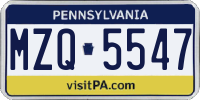 PA license plate MZQ5547