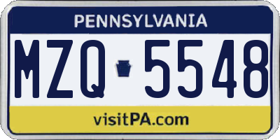 PA license plate MZQ5548