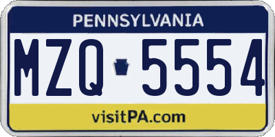 PA license plate MZQ5554