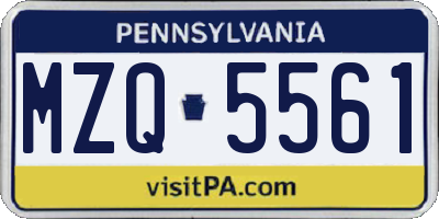 PA license plate MZQ5561