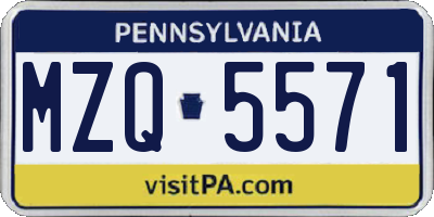 PA license plate MZQ5571