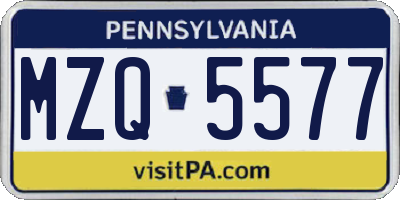 PA license plate MZQ5577