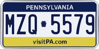 PA license plate MZQ5579