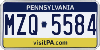 PA license plate MZQ5584
