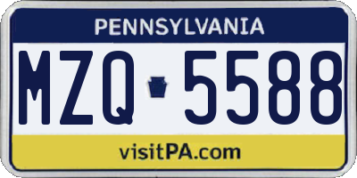 PA license plate MZQ5588