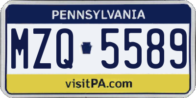 PA license plate MZQ5589