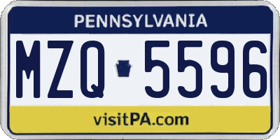 PA license plate MZQ5596