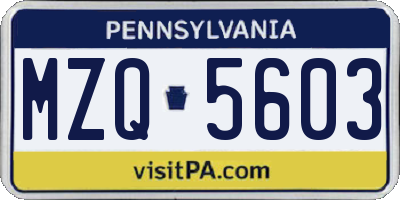 PA license plate MZQ5603