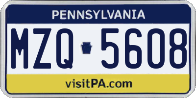 PA license plate MZQ5608