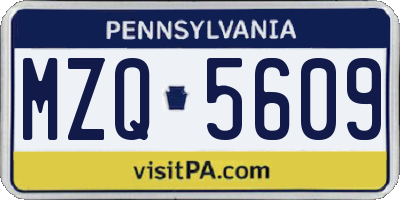 PA license plate MZQ5609