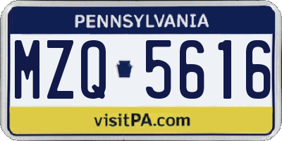 PA license plate MZQ5616