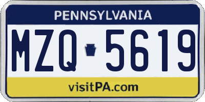 PA license plate MZQ5619