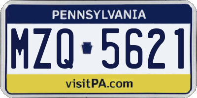 PA license plate MZQ5621