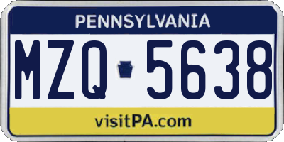PA license plate MZQ5638
