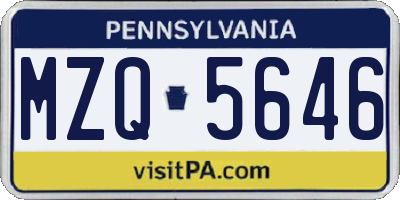 PA license plate MZQ5646