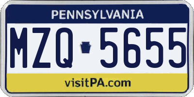 PA license plate MZQ5655